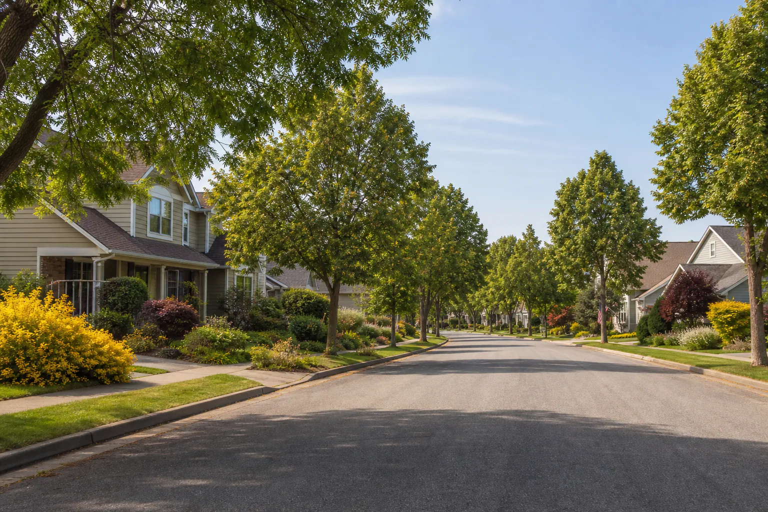 A quiet residential route representing properties suited to planned recurring care.